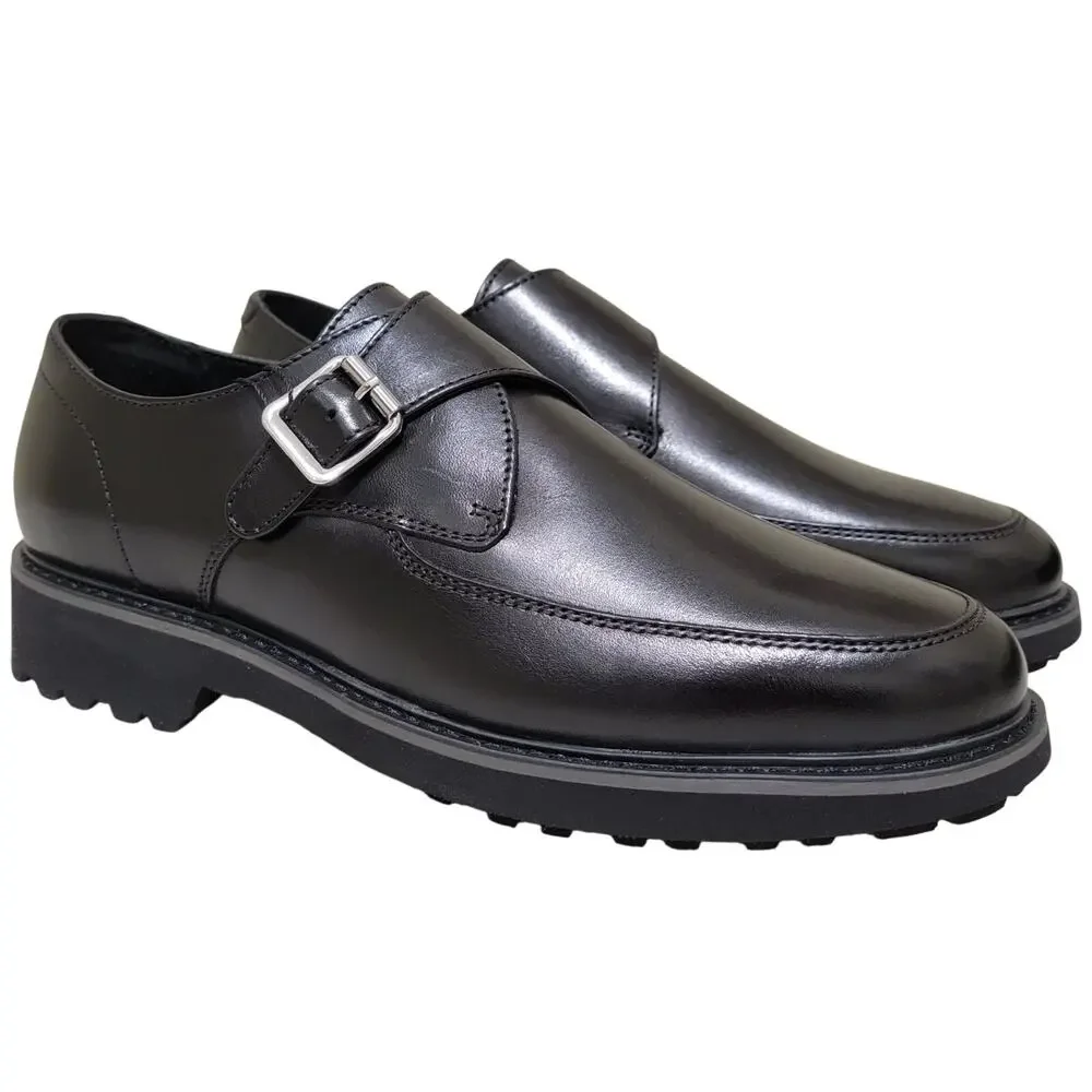 INC INTL Concepts Men Elian Monk Strap Loafers Size US 8.5M Black Leather